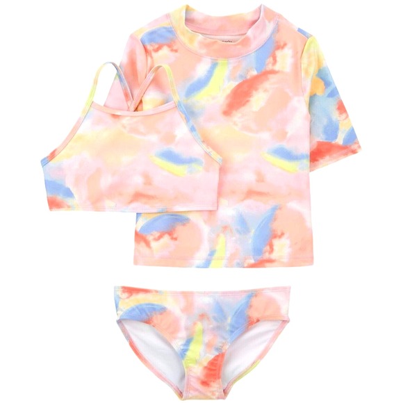 Carter's Other - Carter's Baby Girl 24 Mos Swimsuit Set‎ 3pc Rash Guard Bikini Pastel NWT